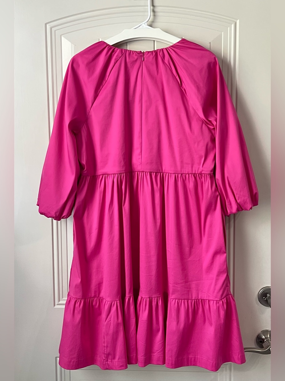 Chico’s Bahamian Pink Balloon Sleeve Tiered Dress Size 1 US 8 - Picture 3 of 13